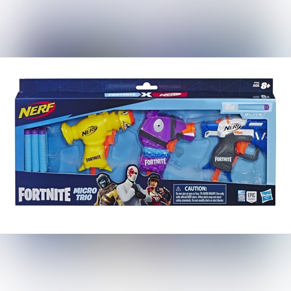 Fortnite X Nerf 3 Dart-Firing Micro Trio Includes 3 Blasters and 6 Darts NEW